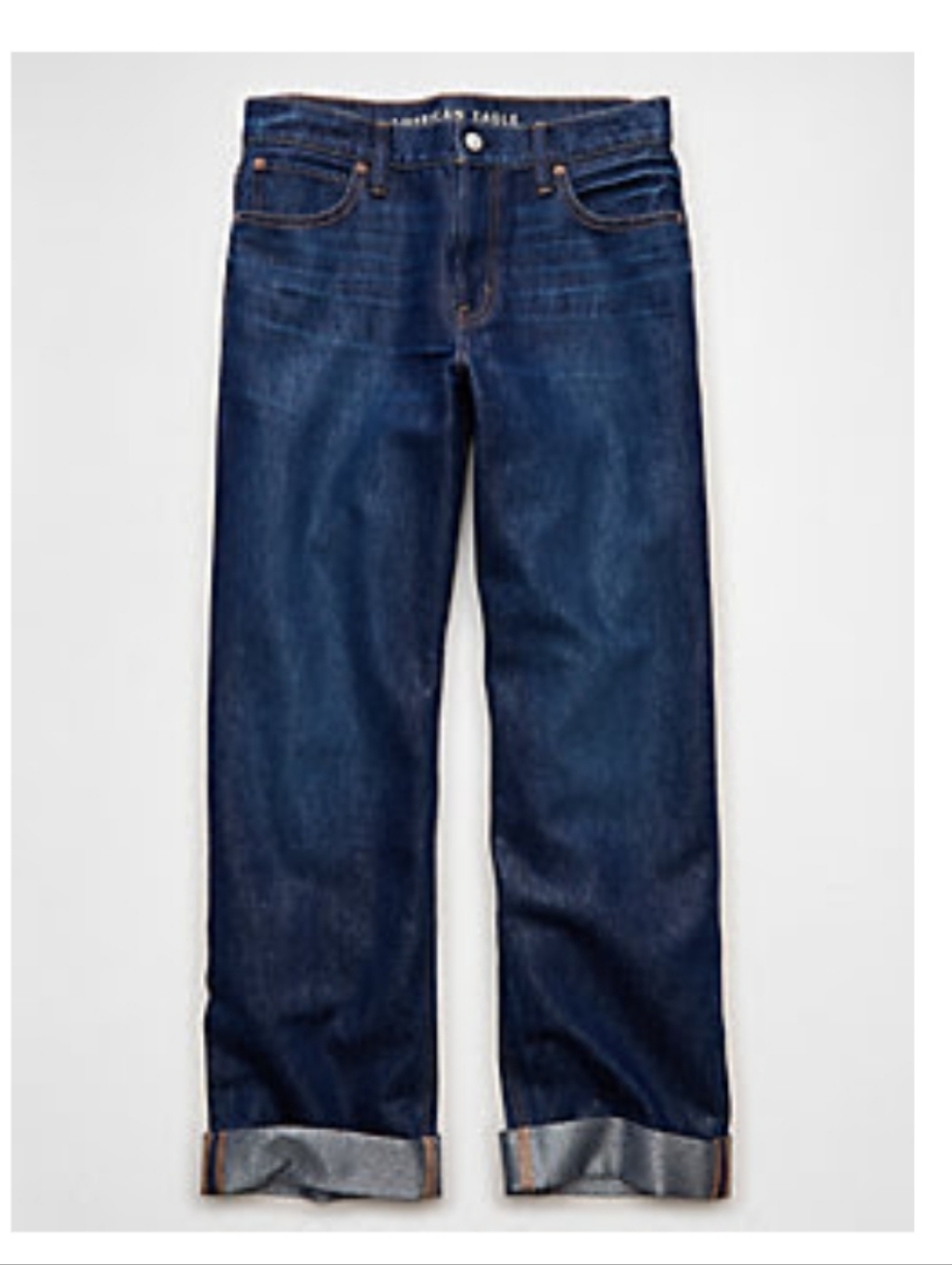 NWT American Eagle Low Rise Cuffed Baggy Straight Jeans 25/0